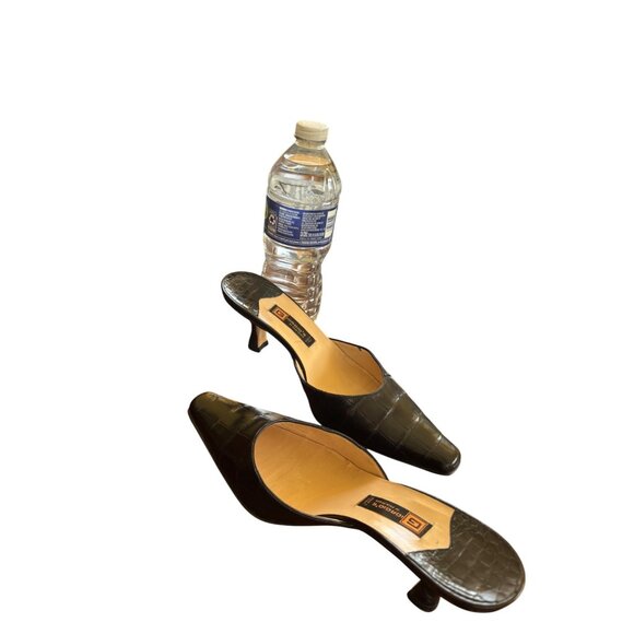 Giorgios Of Palm Beach Black Genuine Alligator Kitten Heel Mules Women's Size 6 - Picture 5 of 8